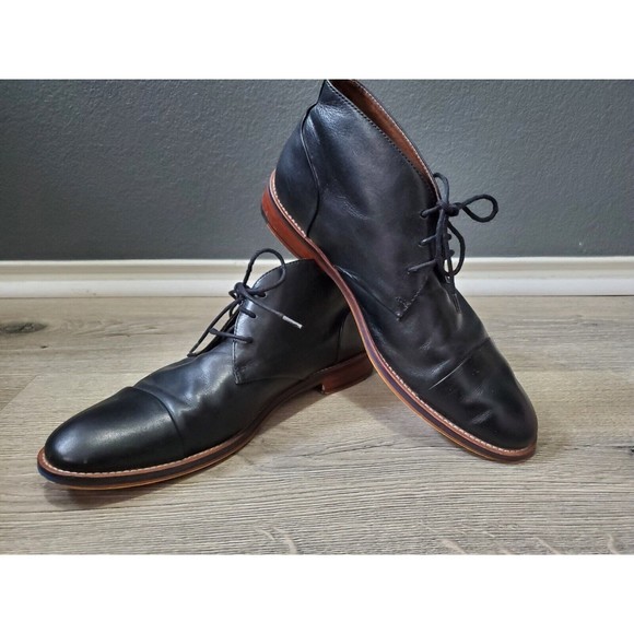 Johnston&Murphy Men Shoes Black 9.5 M Leather Gregory Casual Lace Up Chukka Boot